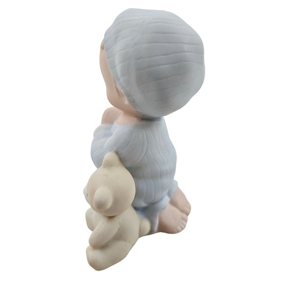 Homco Boy Praying 1433 Teddy Bear Bedtime Porcelain Figurine Vintage Sticker - Picture 5 of 9